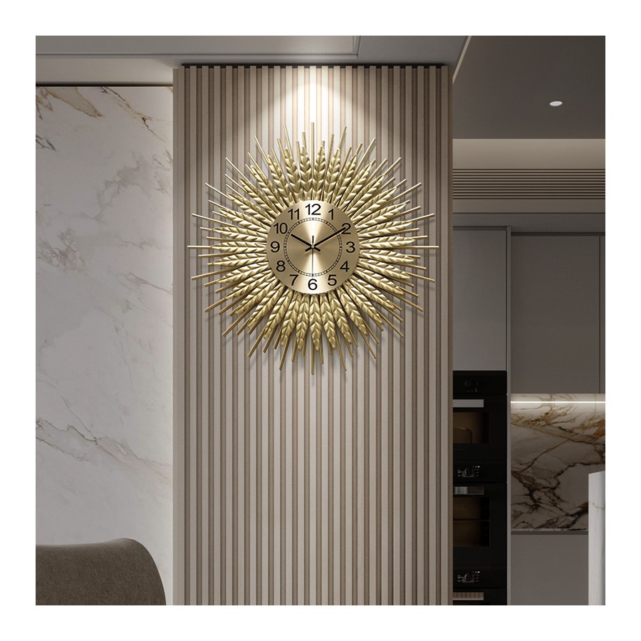 Elegant Gold Sunburst Wall Clock