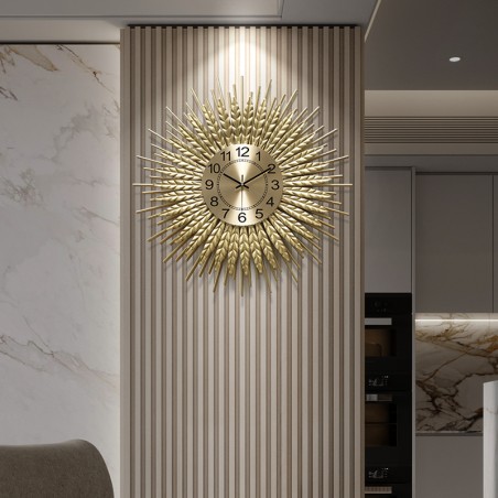 Elegant Gold Sunburst Wall Clock