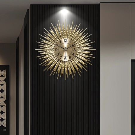 Elegant Gold Sunburst Wall Clock