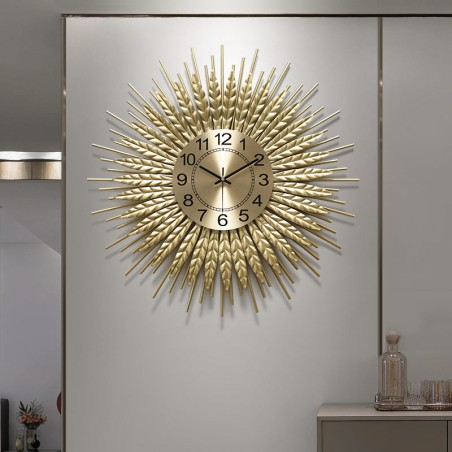 Elegant Gold Sunburst Wall Clock