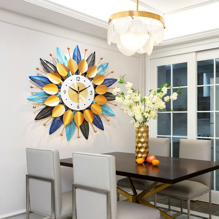 Vibrant Leaf Pattern Wall Clock