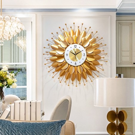 Golden Petal Sunburst Wall Clock
