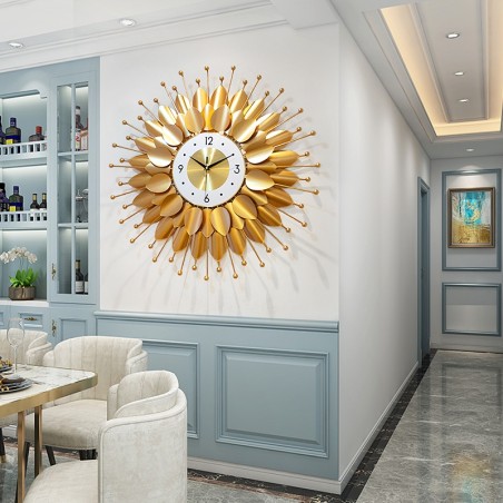 Golden Petal Sunburst Wall Clock