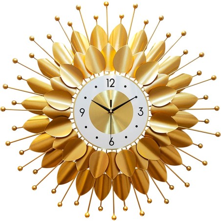 Golden Petal Sunburst Wall Clock