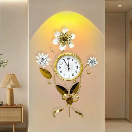 Elegant Metal Flower Bouquet Wall Clock