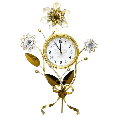 Elegant Metal Flower Bouquet Wall Clock