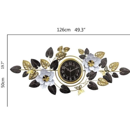 Elegant Large Floral Metal Wall Clock