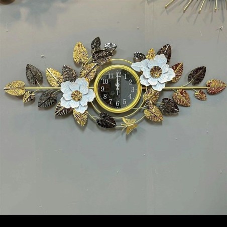 Elegant Large Floral Metal Wall Clock