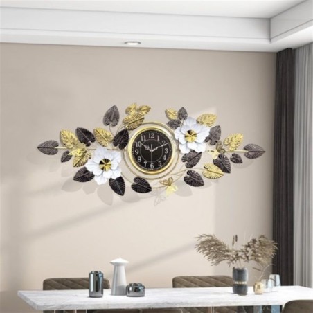 Elegant Large Floral Metal Wall Clock