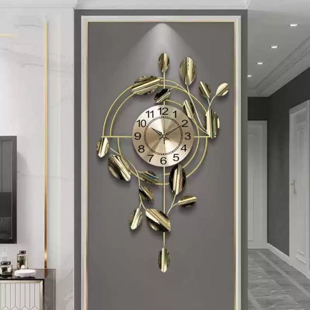 Modern Gold Leaf Circular Wall Clock