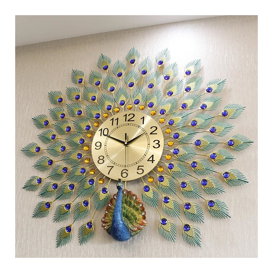 Vibrant Peacock Feather Wall Clock