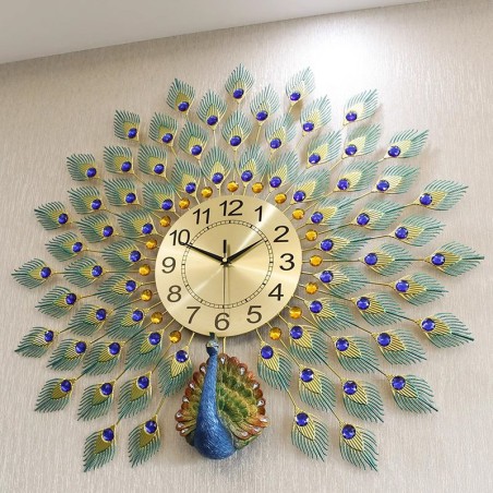 Vibrant Peacock Feather Wall Clock