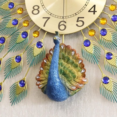Vibrant Peacock Feather Wall Clock