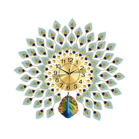 Vibrant Peacock Feather Wall Clock