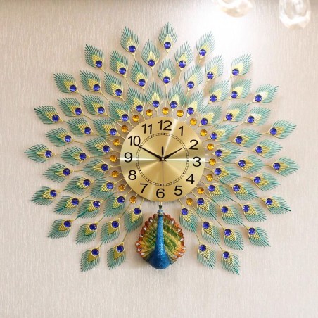 Vibrant Peacock Feather Wall Clock