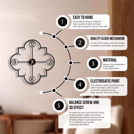 Metal wall clock with numbers